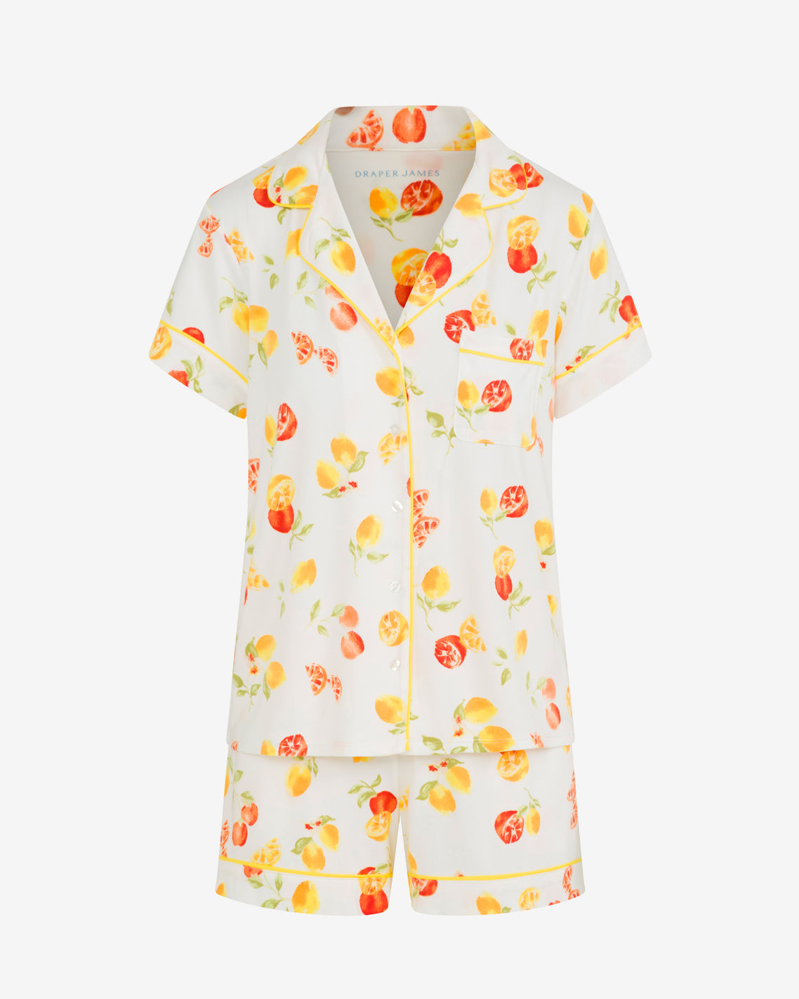 Sara Pajama Set in Citrus Magnolia White Multi - Draper James