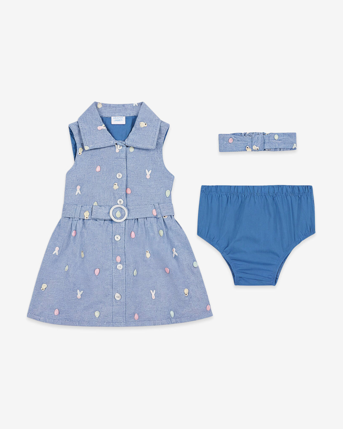 Dress with Headband in Blue Chambray Blue - Draper James
