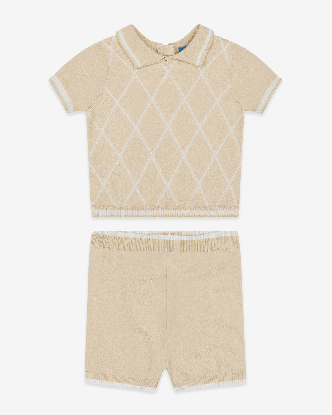 Argyle Polo Sweater Short Set in Beige Beige - Draper James