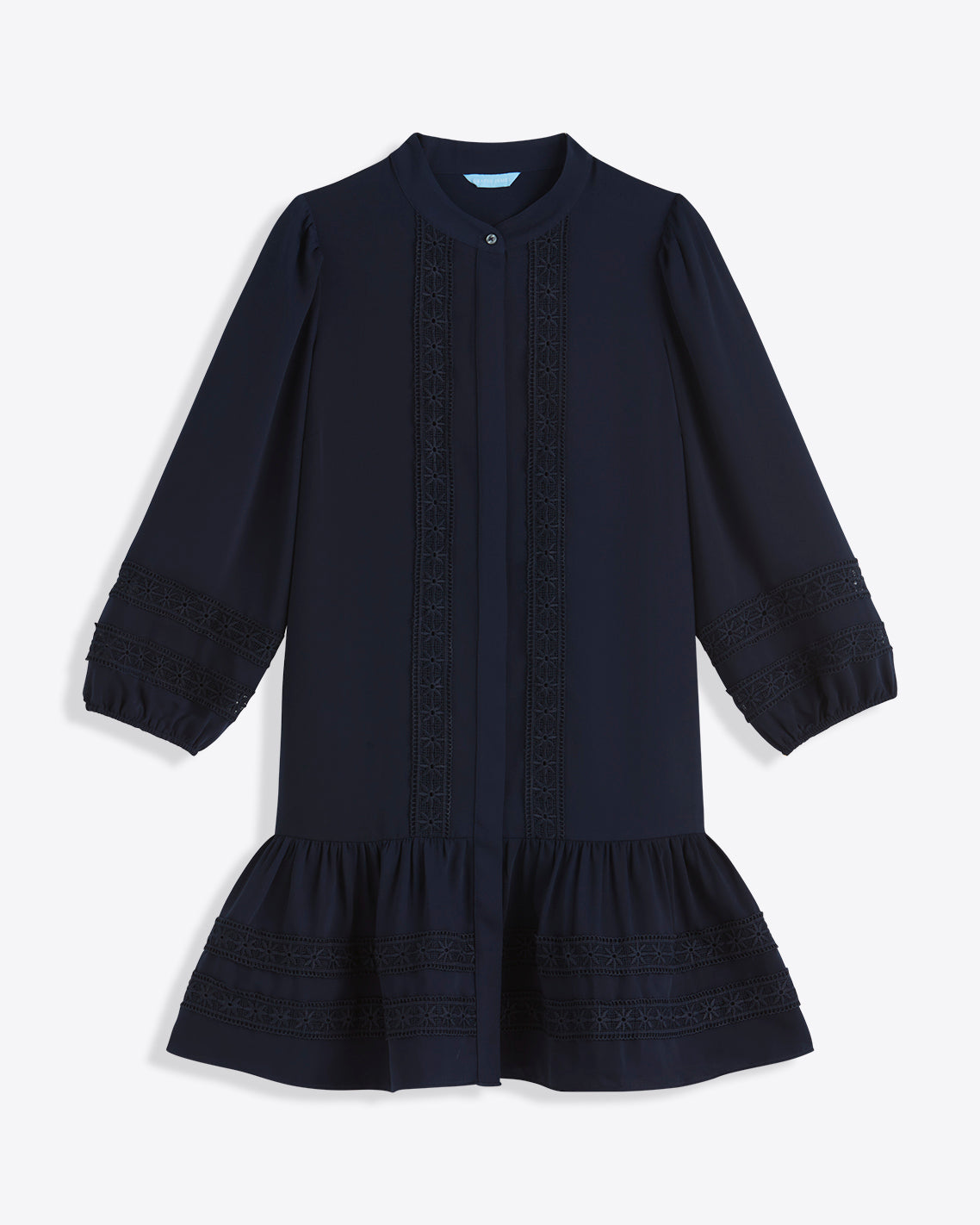 Molly Mini Dress in Embroidered Stripe Nassau Navy - Draper James