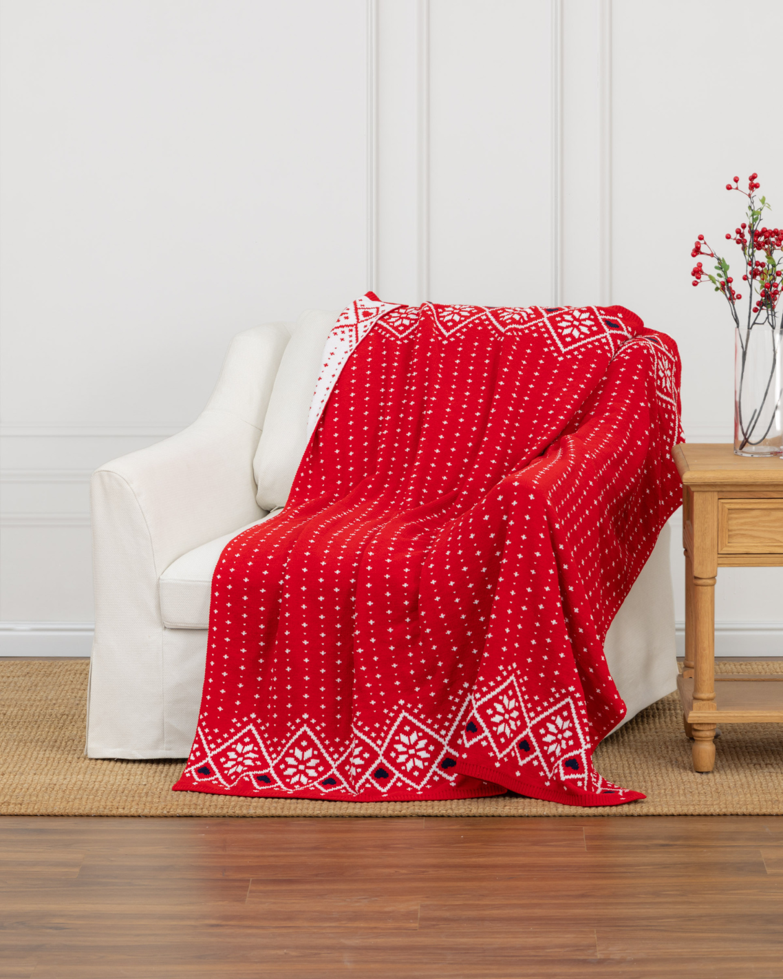 Chenille Double Knit Throw Red - Draper James