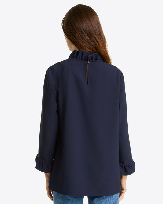 Ingrid Top in Matte Satin Nassau Navy - Draper James