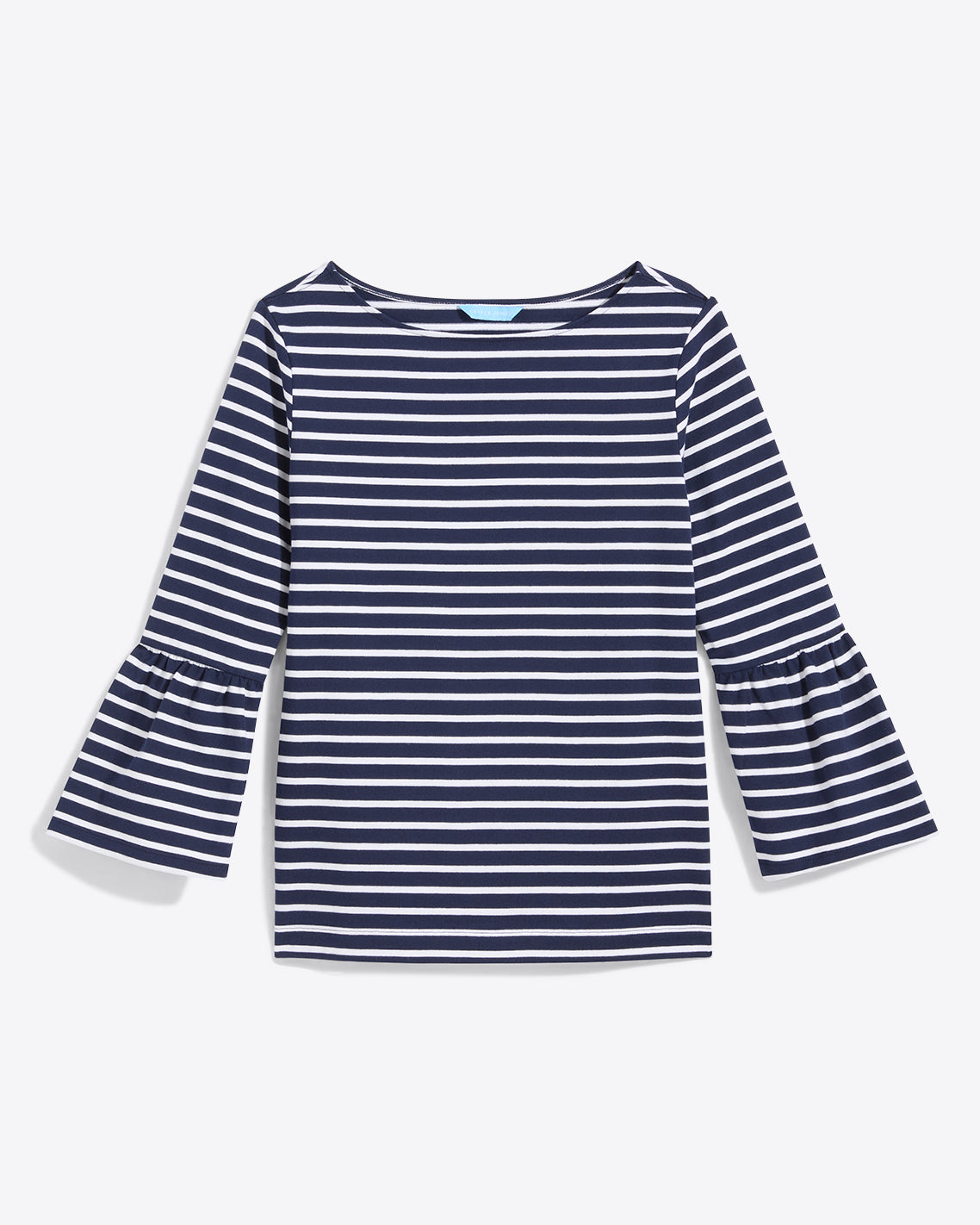 Corey Bell Sleeve Top in Navy Mariner Stripe Nassau Navy - Draper James