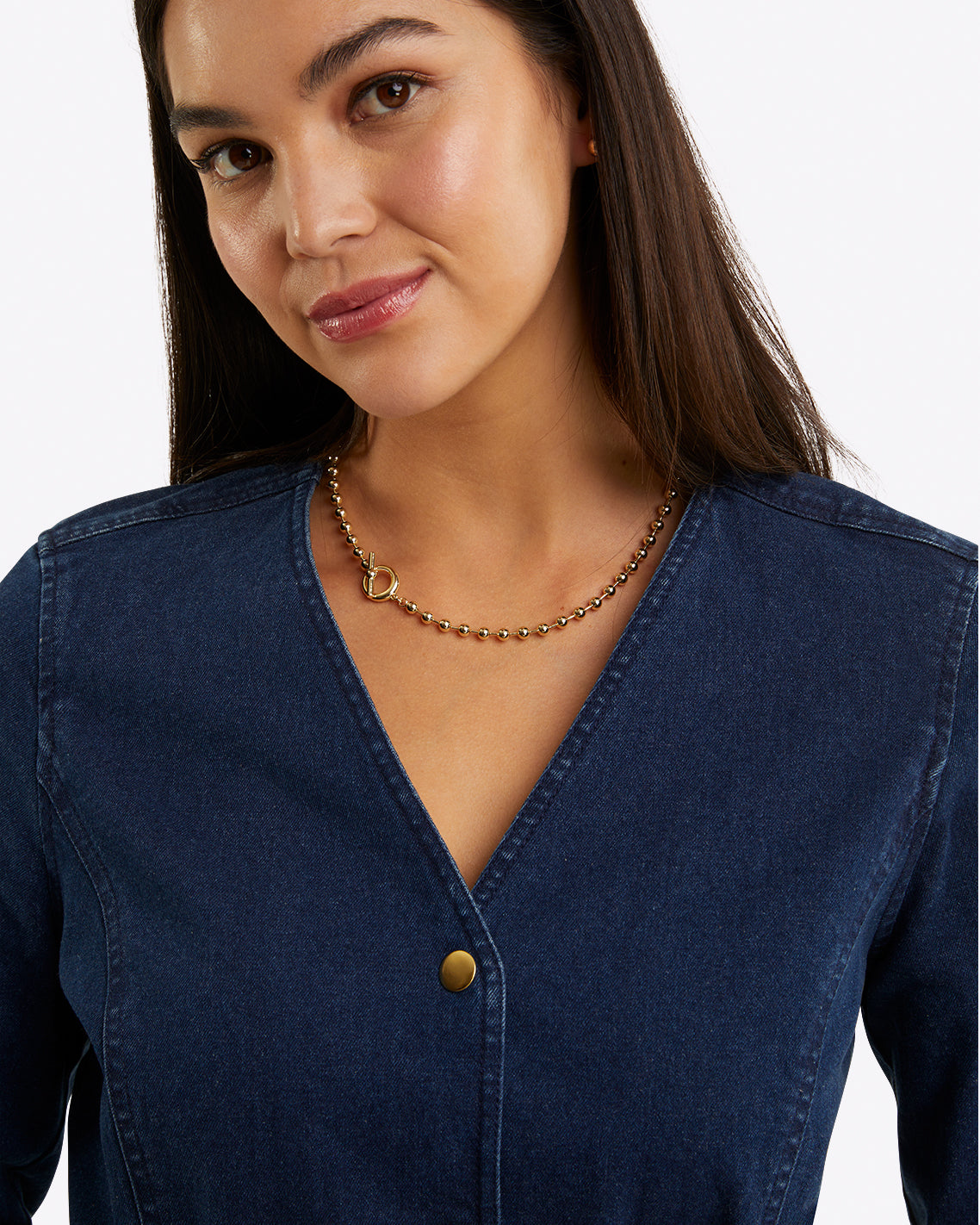Colbie Snap Front Dress in Denim Dark Wash - Draper James