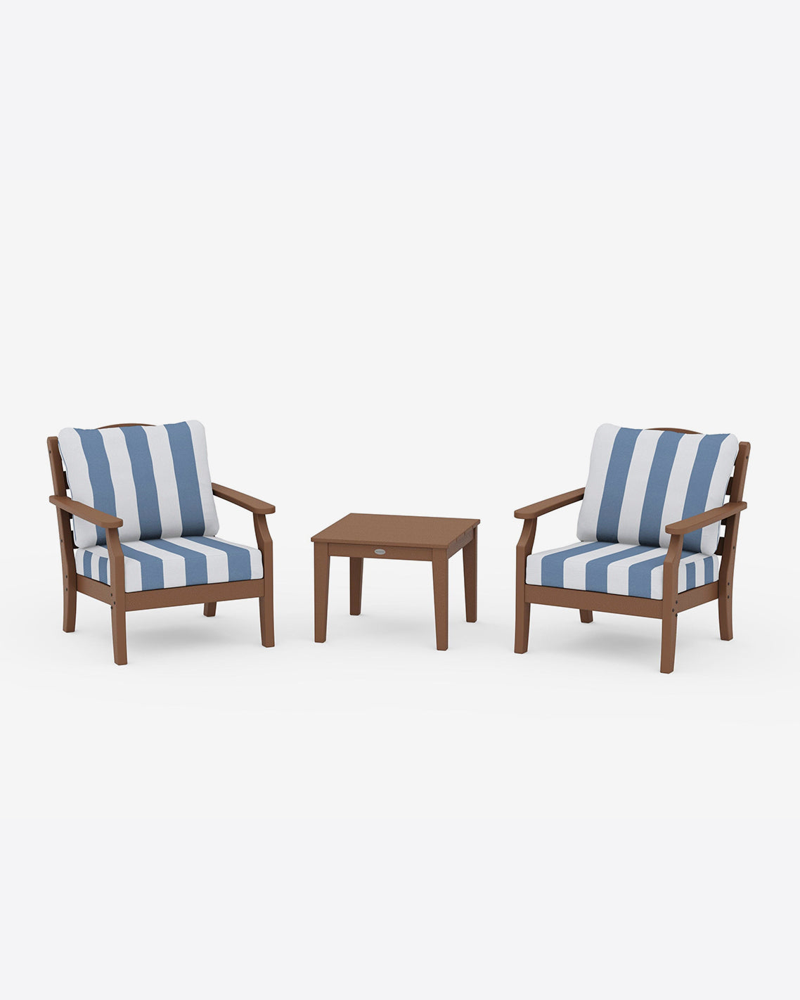 Savannah 3-Piece Seating Set – Cabana Stripe Gray Teak - Draper James