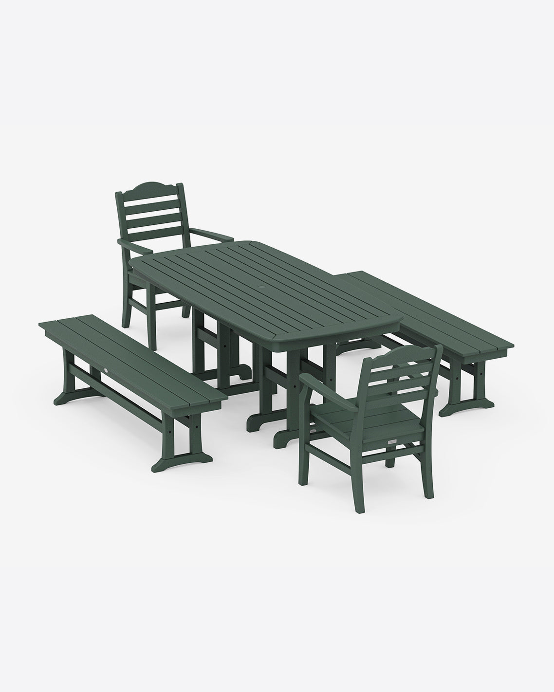 Savannah 5-Piece Dining Set with Benches in Blue Forest - Draper James