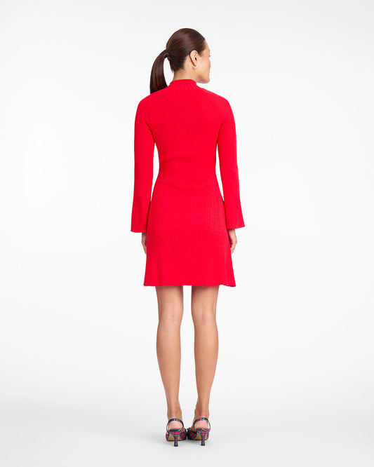 Lennox Mockneck Ribbed Knit Dress in Red Red - Draper James