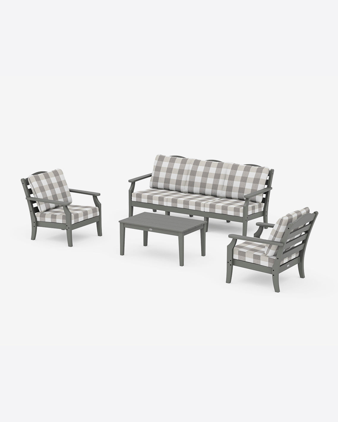 Savannah 4-Piece Deep Seating Set with Sofa Buffalo Plaid Slate Grey - Draper James
