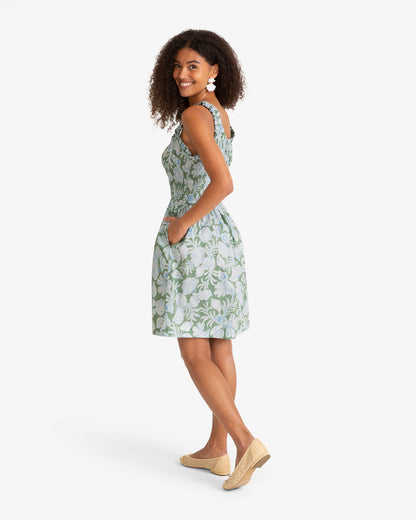 Morgan Mini Dress in Two Tone Shell Green Multi - Draper James