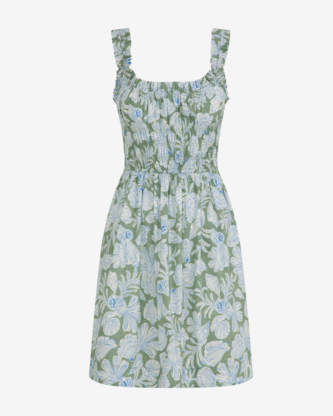 Morgan Mini Dress in Two Tone Shell Green Multi - Draper James