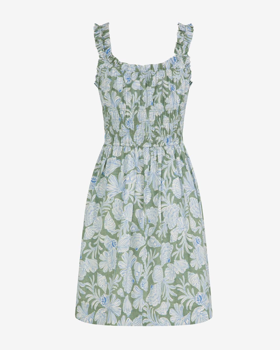 Morgan Mini Dress in Two Tone Shell Green Multi - Draper James