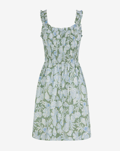 Morgan Mini Dress in Two Tone Shell Green Multi - Draper James