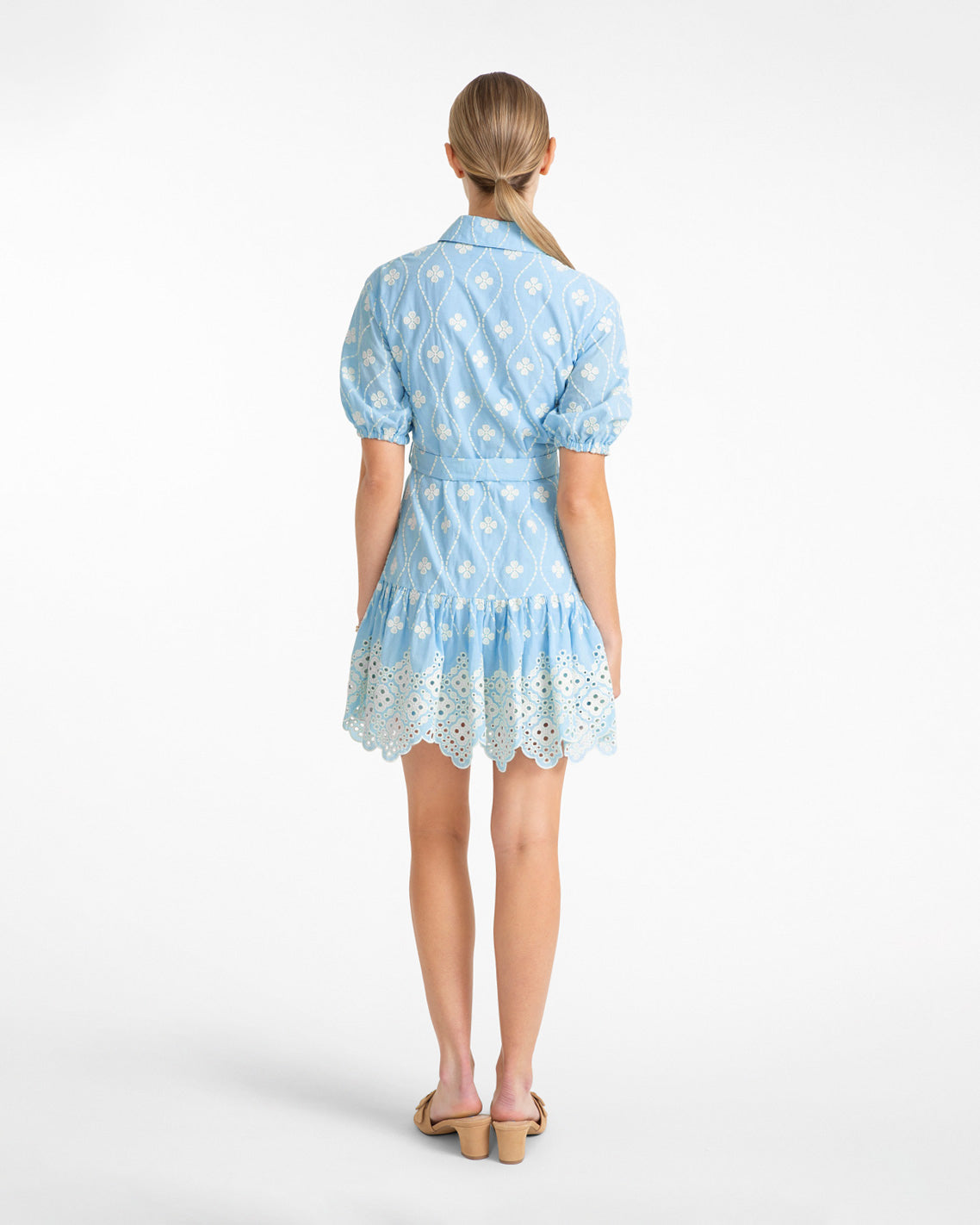Kallie Mini Dress in Eyelet Embroidery Blue Multi - Draper James