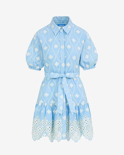 Kallie Mini Dress in Eyelet Embroidery Blue Multi - Draper James