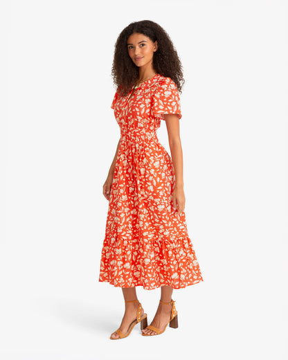 Hollie Midi Dress in Floral Poppy Red - Draper James
