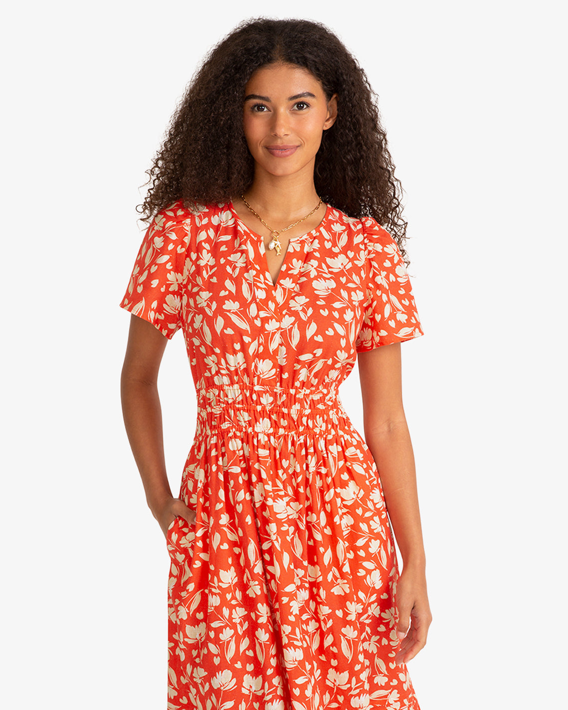 Hollie Midi Dress in Floral Poppy Red - Draper James