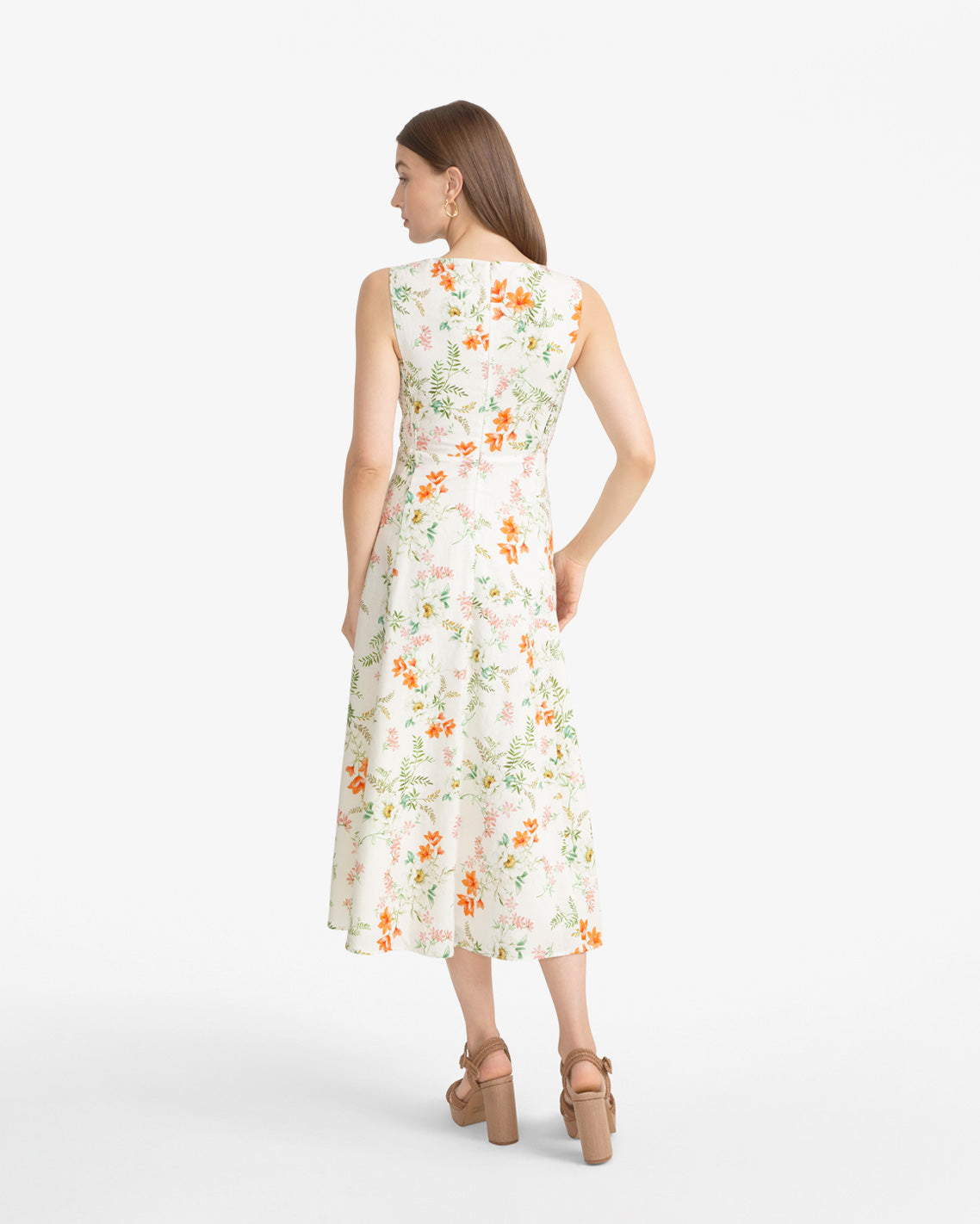 Radley Sleeveless Midi Dress in Floral Orange - Draper James