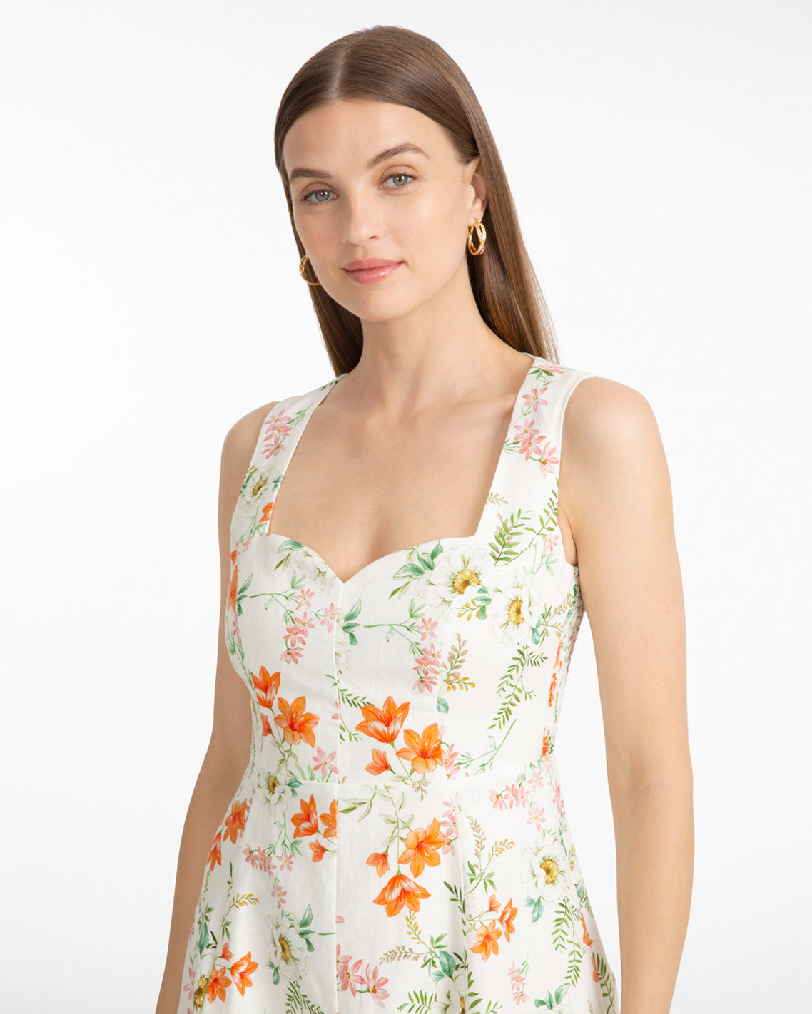 Radley Sleeveless Midi Dress in Floral Orange - Draper James