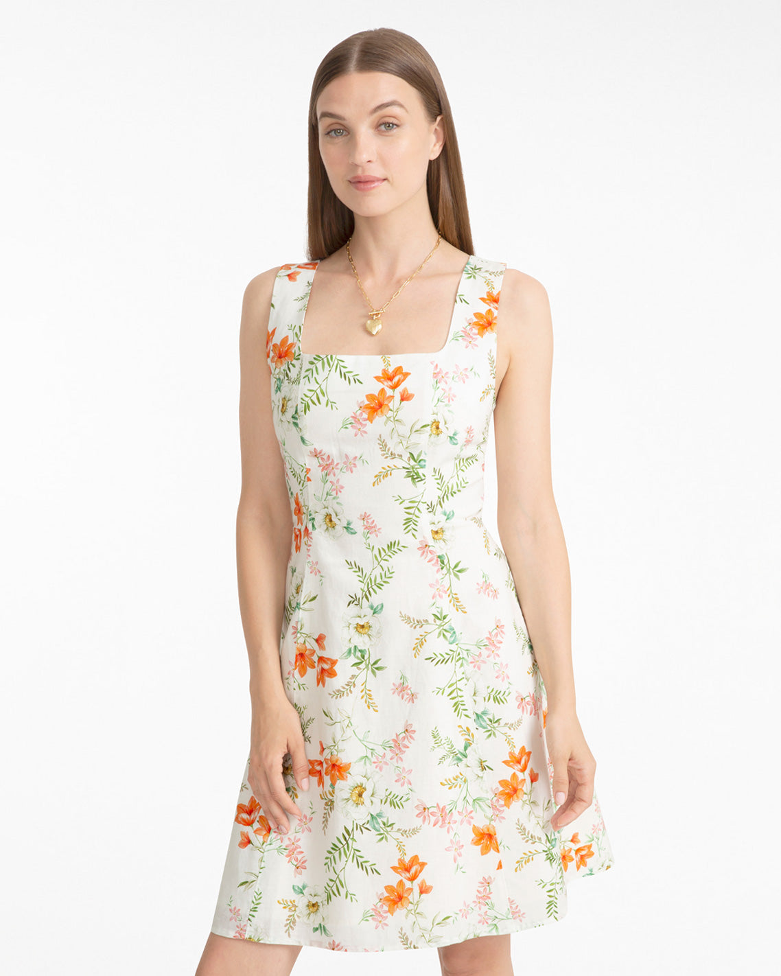 Cove Sleeveless Mini Dress in Floral Orange - Draper James