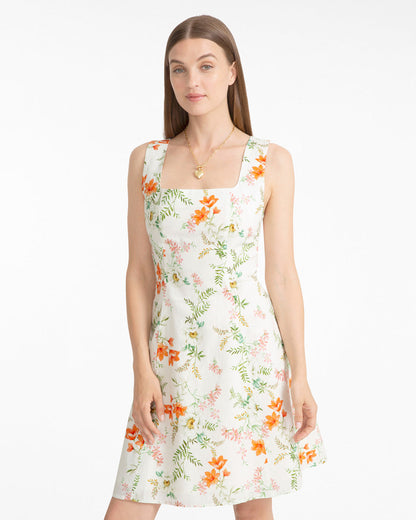 Cove Sleeveless Mini Dress in Floral Orange - Draper James