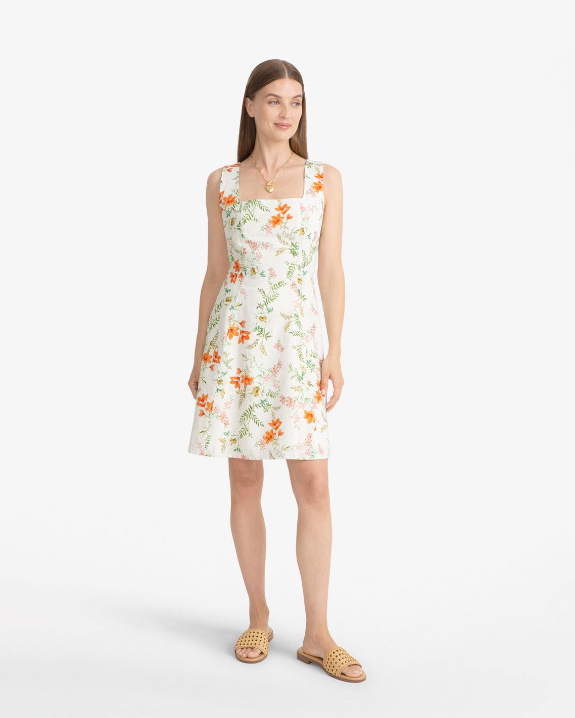 Cove Sleeveless Mini Dress in Floral Orange - Draper James