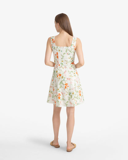 Cove Sleeveless Mini Dress in Floral Orange - Draper James