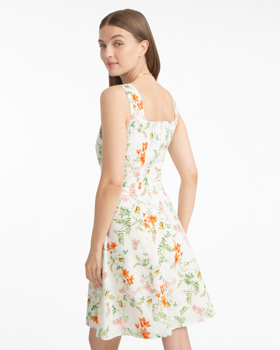 Cove Sleeveless Mini Dress in Floral Orange - Draper James