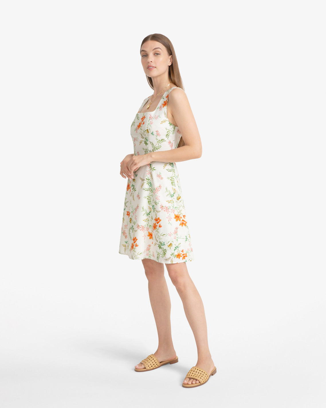 Cove Sleeveless Mini Dress in Floral Orange - Draper James