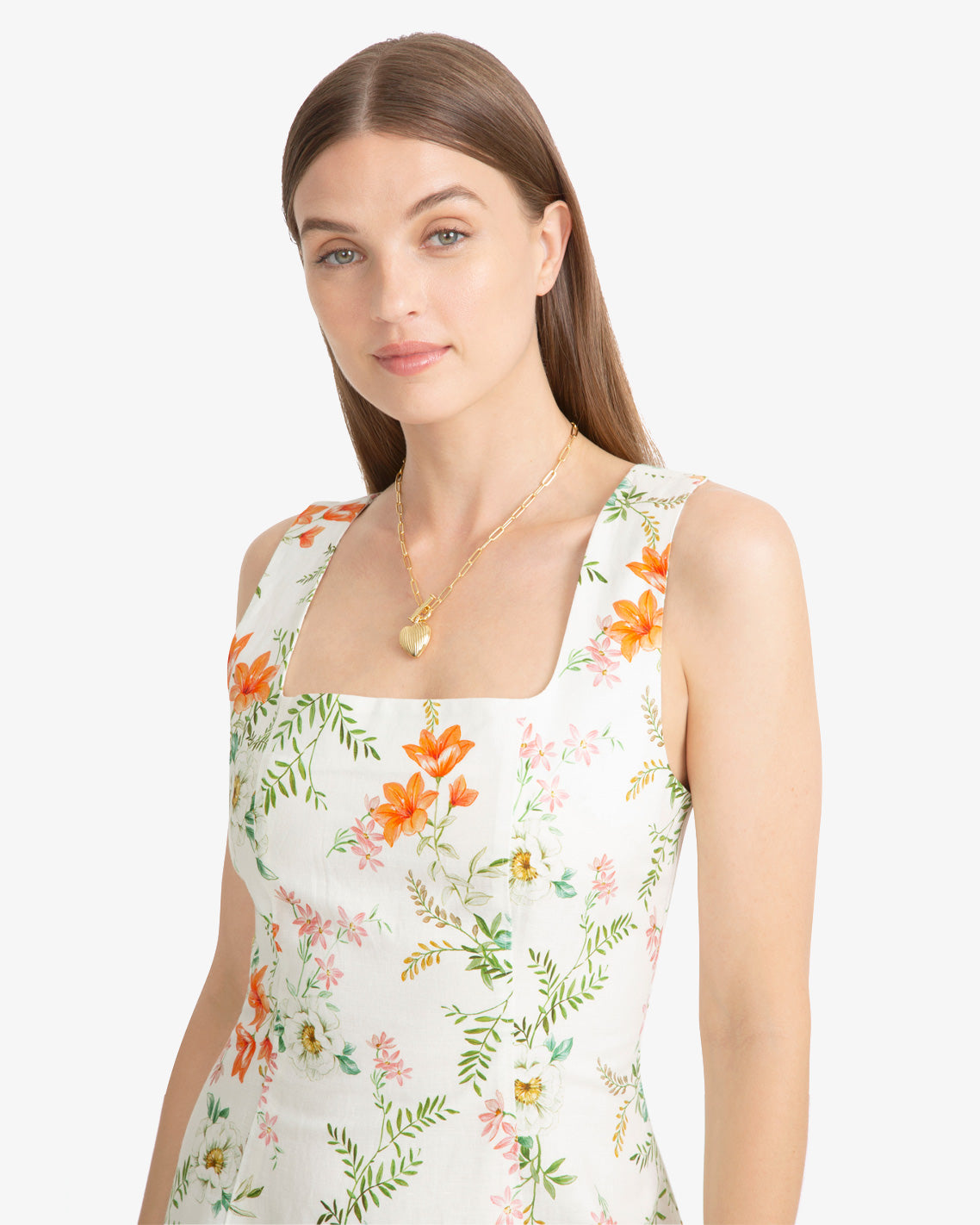 Cove Sleeveless Mini Dress in Floral Orange - Draper James