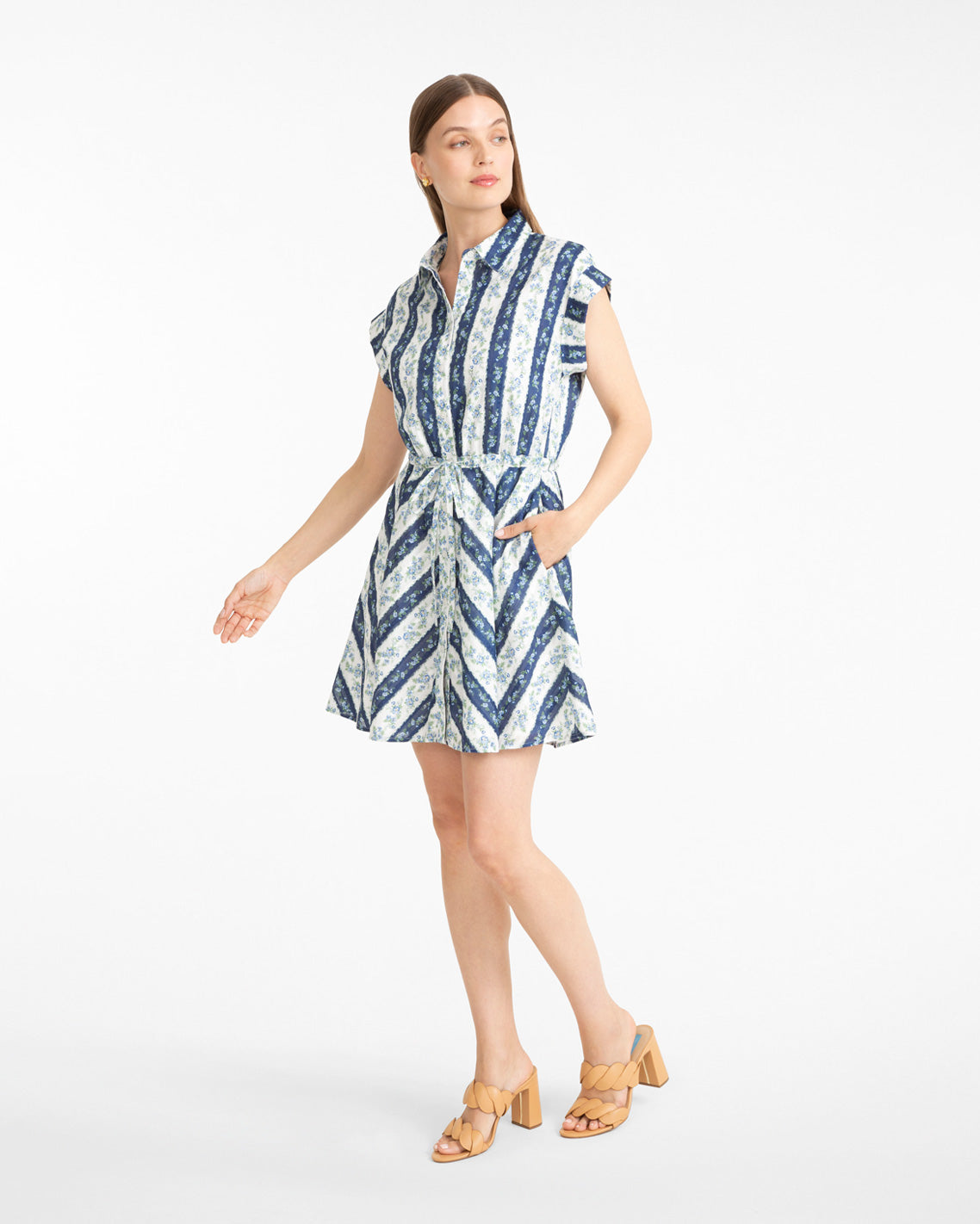 Phoebe Dress in Floral Stripe Multistripe - Draper James