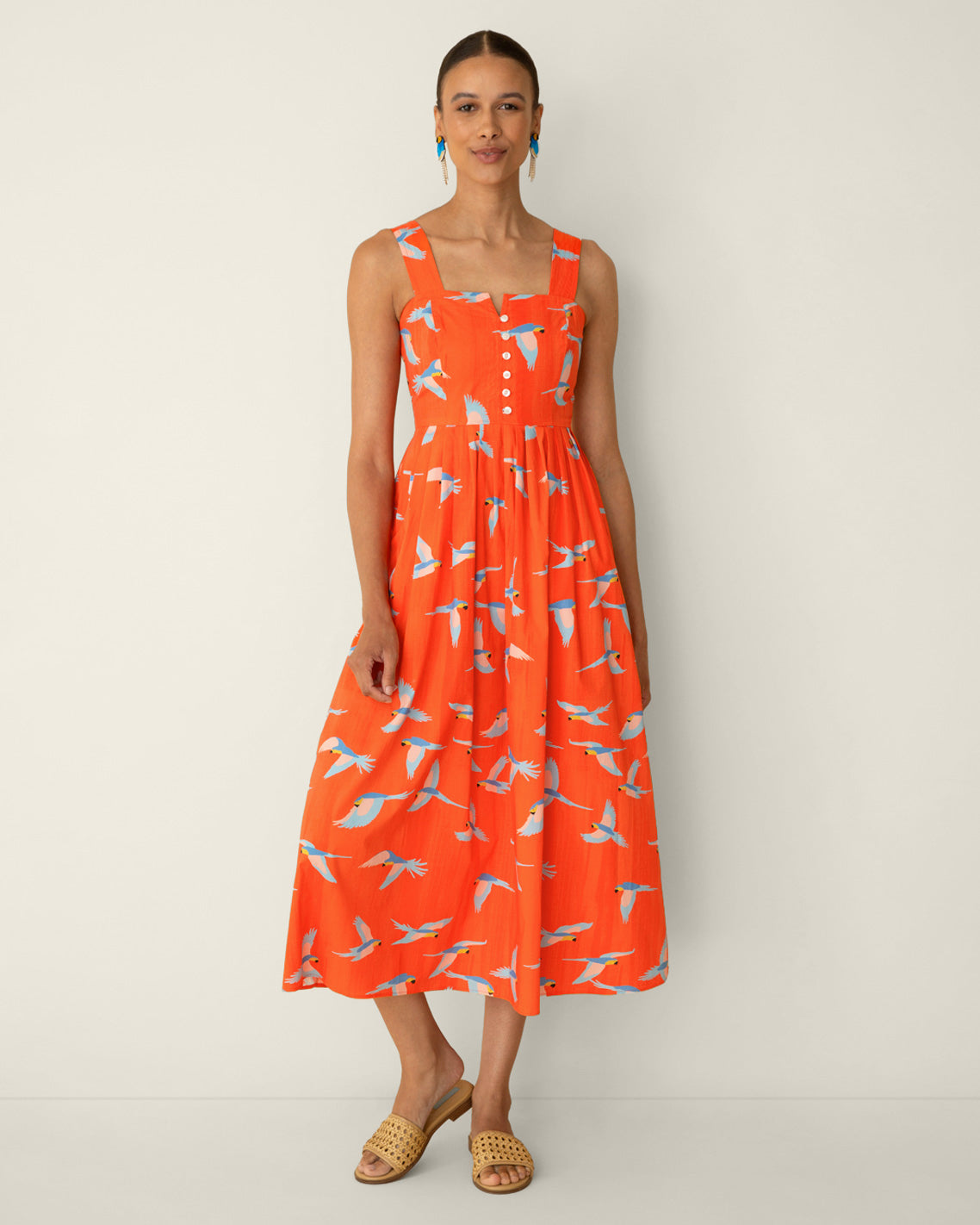 Esme Midi Dress in Parrot Print Multicolor - Draper James