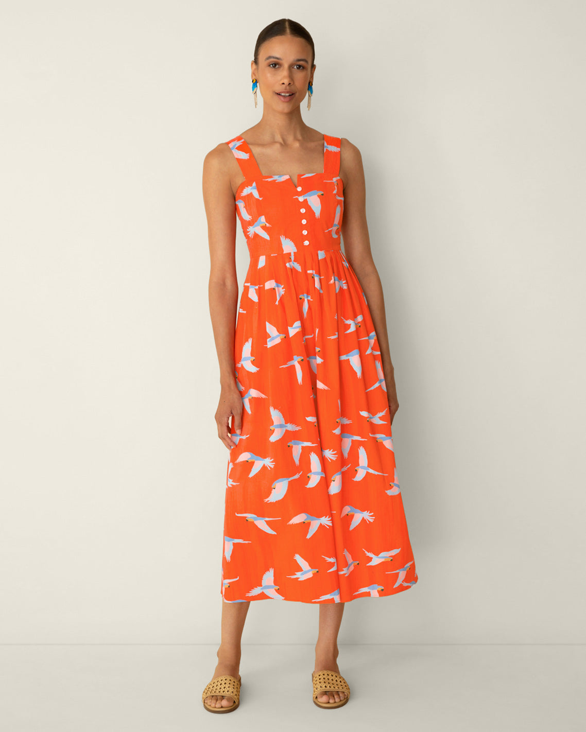 Esme Midi Dress in Parrot Print Multicolor - Draper James