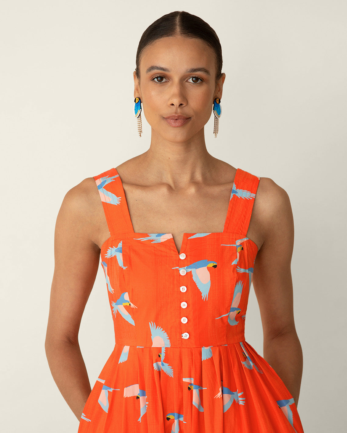 Esme Midi Dress in Parrot Print Multicolor - Draper James