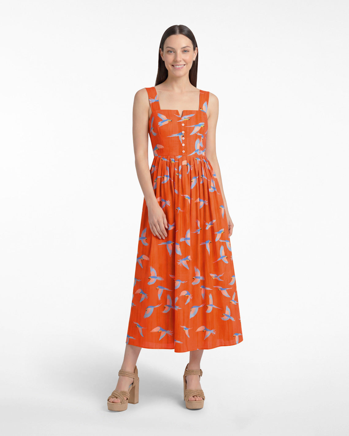 Esme Midi Dress in Parrot Print Multicolor - Draper James