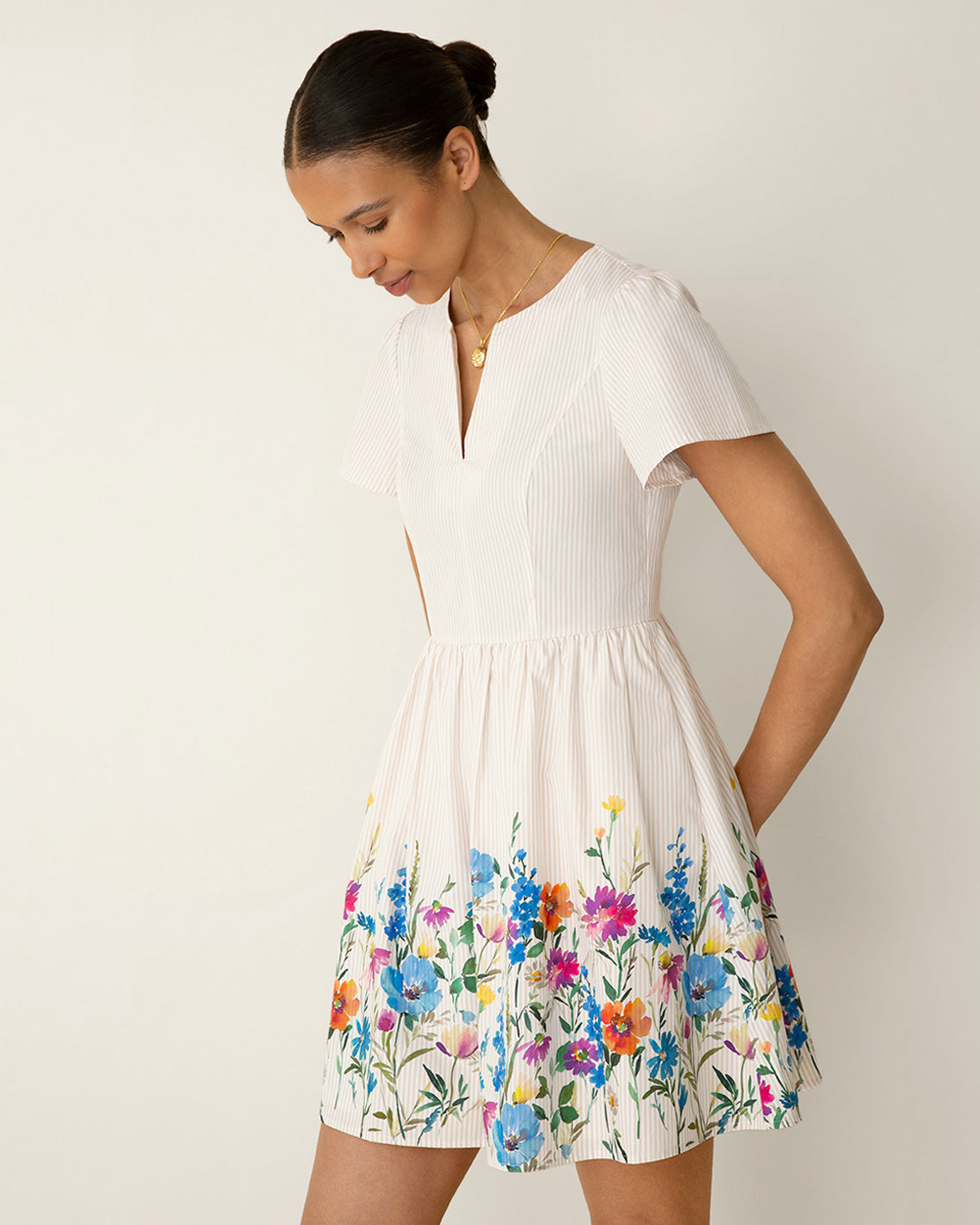 Fae Love Circle Dress in Summer Blooms Tan - Draper James
