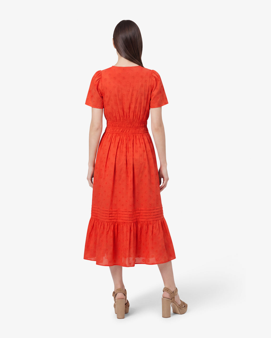 Hollie Midi Dress in Embroidered Flower Lipstick Red - Draper James