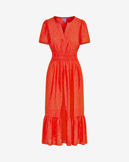 Hollie Midi Dress in Embroidered Flower Lipstick Red - Draper James