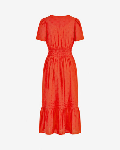Hollie Midi Dress in Embroidered Flower Lipstick Red - Draper James