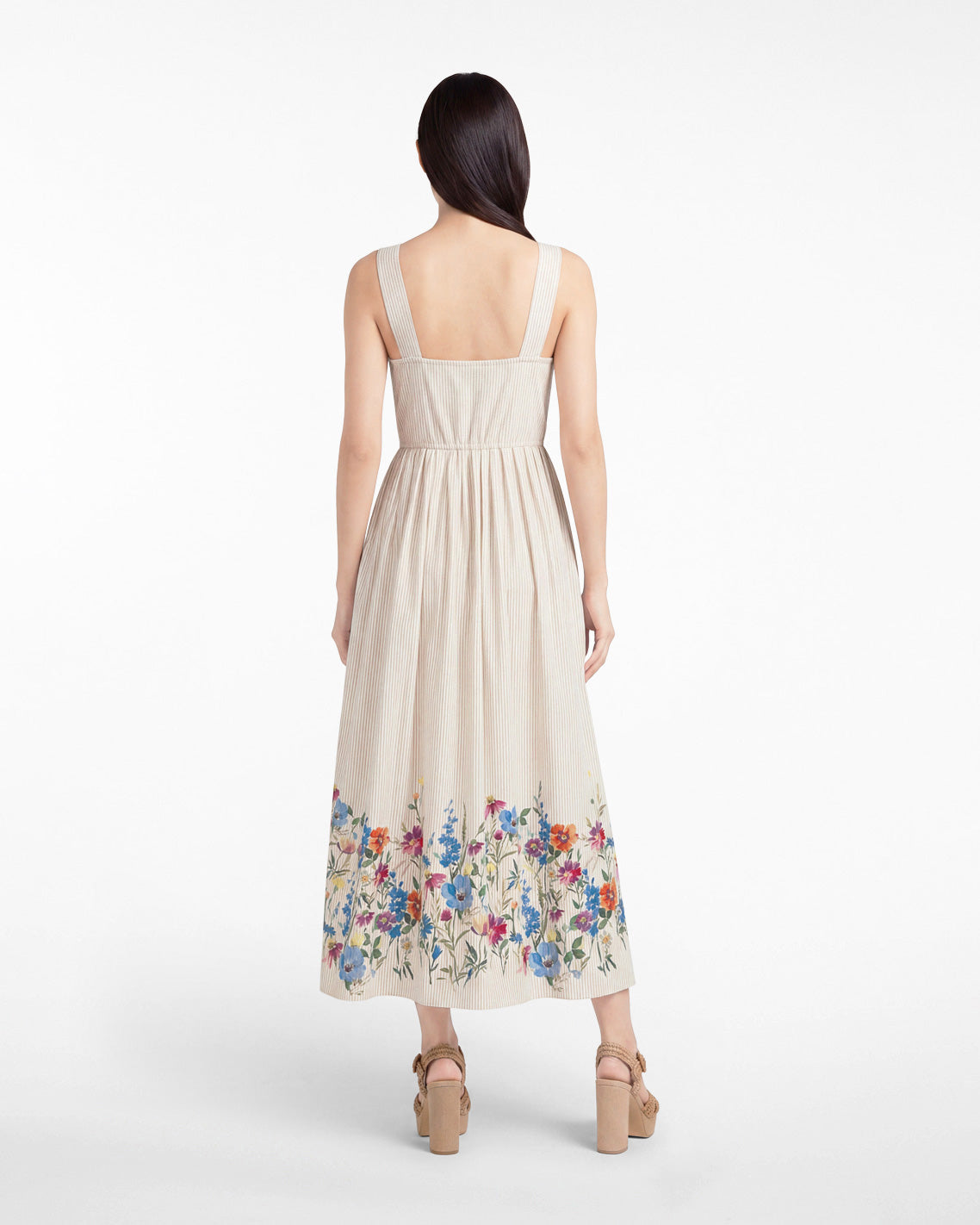 Clarence Midi Dress in Summer Blooms Tan - Draper James
