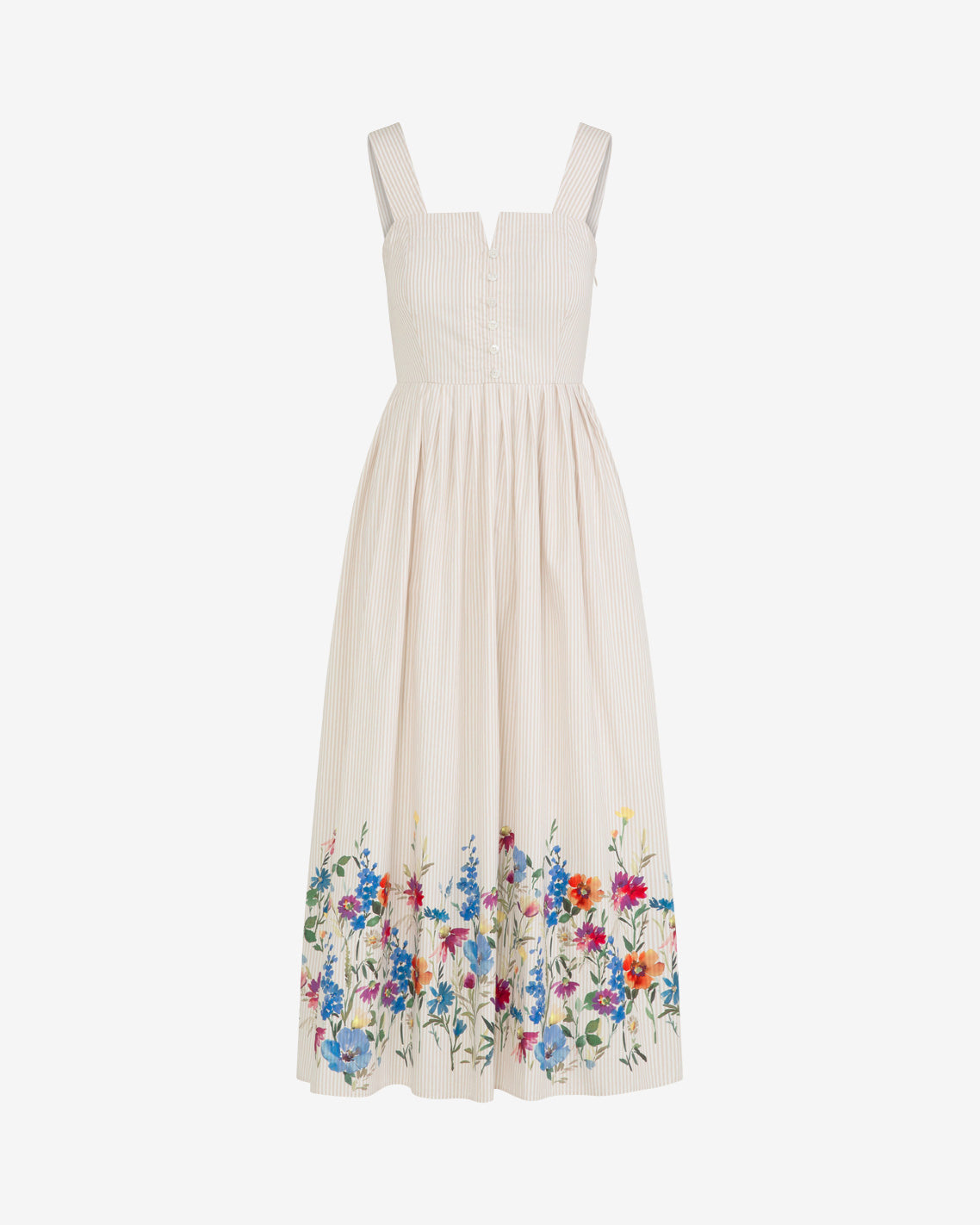 Clarence Midi Dress in Summer Blooms Tan - Draper James