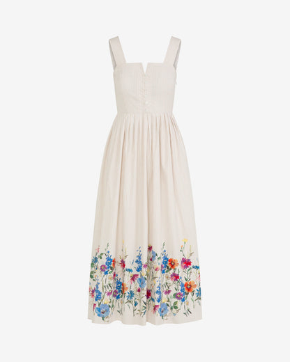 Clarence Midi Dress in Summer Blooms Tan - Draper James