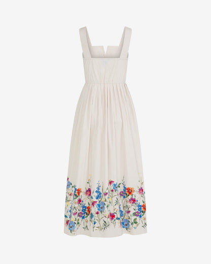 Clarence Midi Dress in Summer Blooms Tan - Draper James