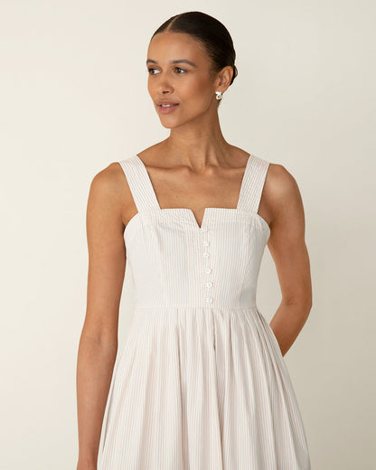 Clarence Midi Dress in Summer Blooms Tan - Draper James