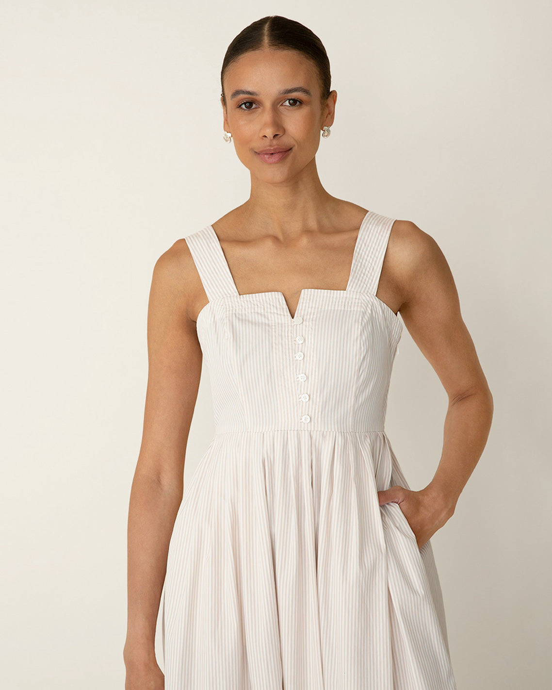 Clarence Midi Dress in Summer Blooms Tan - Draper James