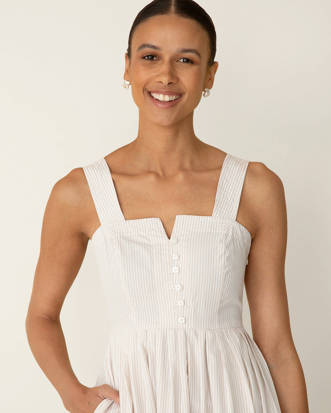 Clarence Midi Dress in Summer Blooms Tan - Draper James