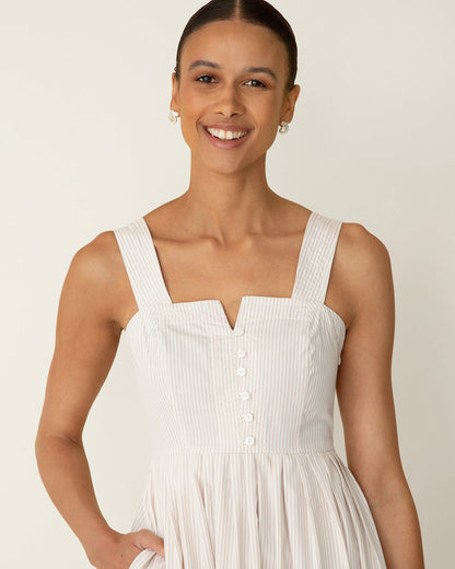 Clarence Midi Dress in Summer Blooms Tan - Draper James