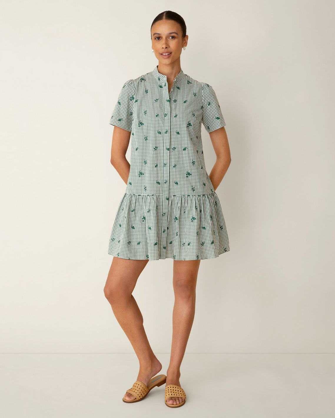 Molly Mini Dress in Green Gingham Green Multi - Draper James