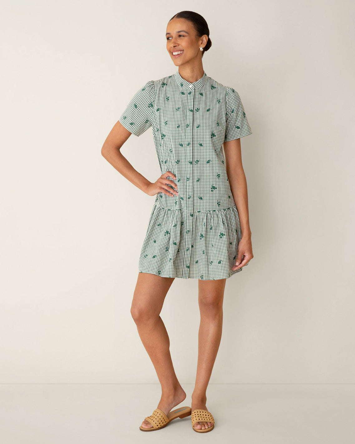 Molly Mini Dress in Green Gingham Green Multi - Draper James