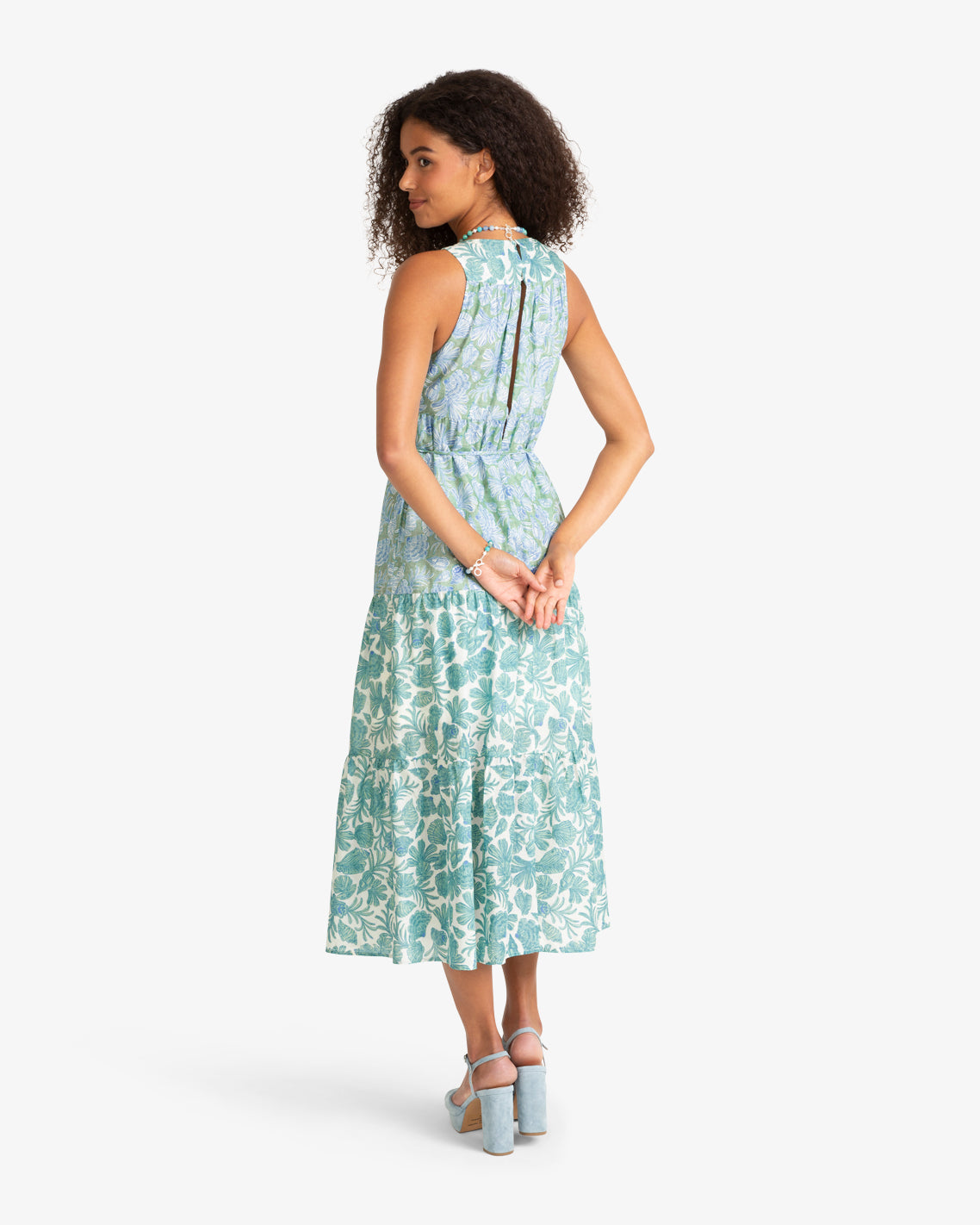 Marlow Two Tone Shell Midi Dress Green Multi - Draper James