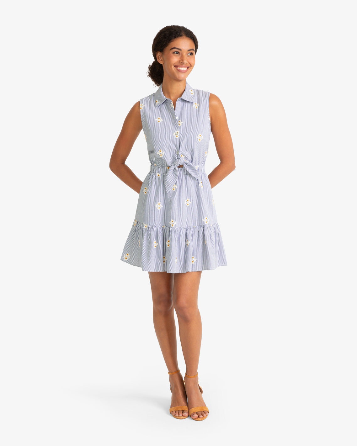 Laken Tie Waist Stripe Dress Blue/White - Draper James